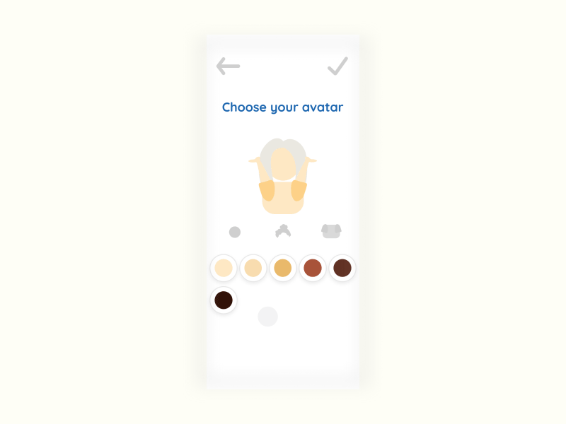 Avatar Selection Animation avatar character child girl hair hairstyle illustration mascot mobile outfit selection settings skin yoga for kids yogi