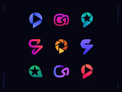 Getreview Draft Vector Sketches aperture arrow bolt branding chat bubble gradient icon identity lens letter g lightning logo mark message play review sketches star vector video logo