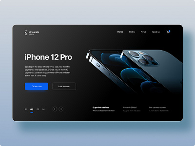 Pineapple Store - Concept adobe photoshop adobe xd apple black blue design ecommerce figma iphone 12 landing minimalistic ui ux web