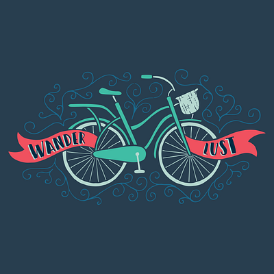 Wanderlust Bicycle cute illustration travel typography wanderlust