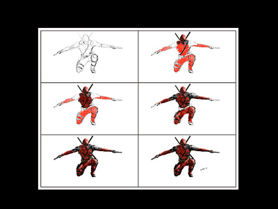 The process of drawing a Deadpool with a graphic tablet art character characterdesign comic cool deadpool design fan art hero illustration marvel marvel fanart movie red superhero wade wilson