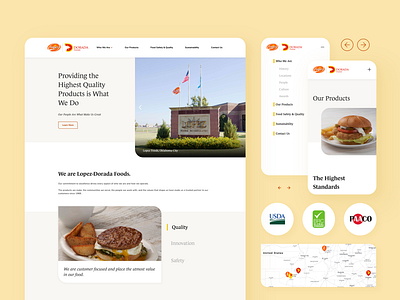 Food Manufacturer Website clean corporate corporation design flat food hamburger icon minimal mobile sketch ui ui design uiux ux vector web webflow website