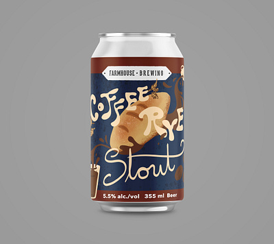 Coffee Rye Stout branding craftbeer decorative design hand drawn handlettering illustration lettering logo texture