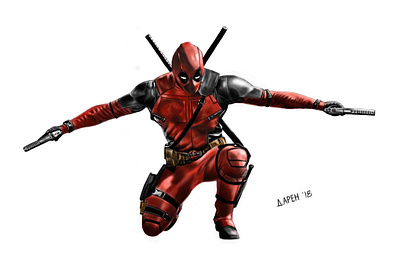 Deadpool - One of my favorite heroes...and he is very fun! art characterdesign characters comic deadpool design fan art fun illustration marvel marvelcomics movie red superhero superheroes wade wilson xman