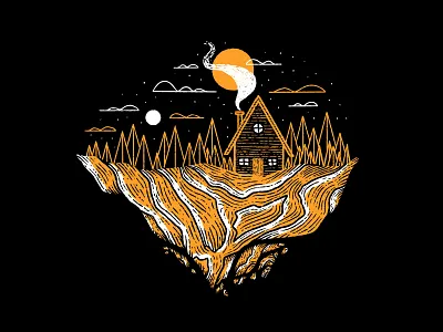 Outpost cabin drawing digital drawing digital inktober digital sketch drawing floating cabin illustration illustration series inktober inktober 2020 inktober2020 outpost print series procreate series texture woods