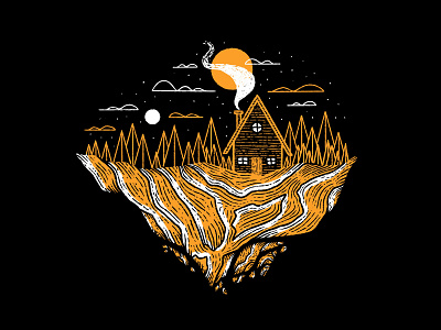 Outpost cabin drawing digital drawing digital inktober digital sketch drawing floating cabin illustration illustration series inktober inktober 2020 inktober2020 outpost print series procreate series texture woods