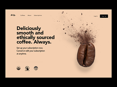 Landing Page: Coffee Service clean coffee design header homepage landing page landingpage product page productdesign saas