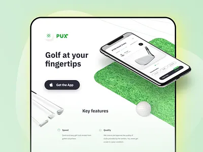 PUX Web app branding clean golf landing ui web