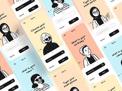 Sign up with ilustrations design form design mobile app register form ui