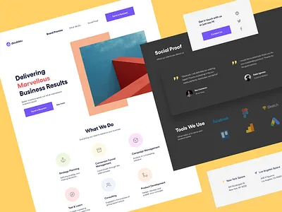 Double-U 2d adobe adobexd agency description design flat landing minimal ui ux web website