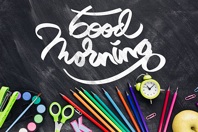 Lettering of Good Morning bold brand branding caligraphy design flat good morning illustrator lettering lettering art letters minimalist typegraphy typography vector