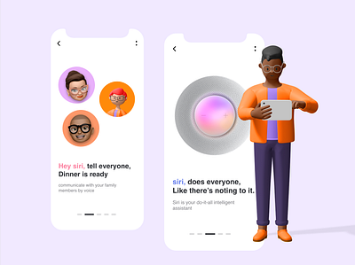 Apple Home Pad Mini siri 2020 ui trends 3d alexeletskiy app apple apple design design illustration onboarding screens rkhd siri typography ui ux