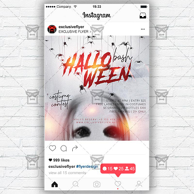 Halloween Bash - Instagram Post and Stories PSD Template costume contest flyer costume party halloween halloween flyer halloween flyer design halloween party halloween queen halloween superheroes halloween superheroes flyer kids halloween party superheroes party