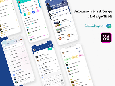 Autocomplete Search Design Mobile App UI Kit