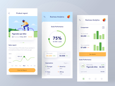 Business analysis mobile app app business buy card chart clean graphic green illustration income ios landing marketing mobile nav product profile startup ui website