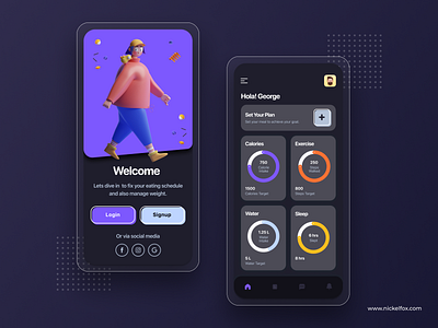 Fitness app app app design body branding dark ui dashboard design dribble fitness fitness app illustration ios minimal minimalist mobile ui productdesign splash typography web website