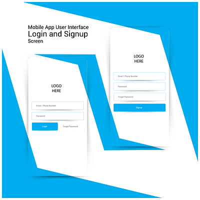 Mobile App Login and Signup Screen User Interface adobe illustrator adobe xd app design icon logo minimal typography ui ux