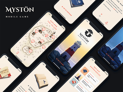 Mystön - Mobile Game app design game illustration interface island map mobile ui ux