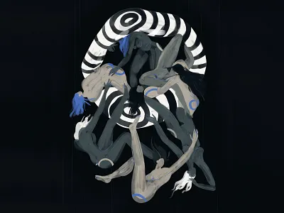 Dystopia blue characterdesign dystopia falling illustration lips stripes women