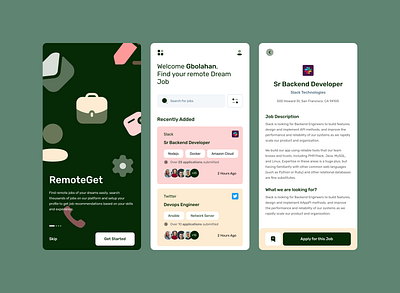 Remote Job Finding App Concept android app design app design app figma ios app job application onboarding remote ui ux
