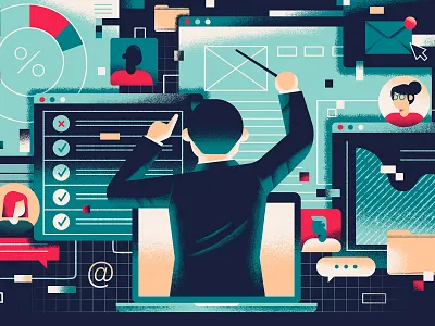 How consulting is casting itself as essential during Covid-19 browser conductor consulting cover illustration daniele simonelli dsgn editorial illustration illustration maestro quartz texture