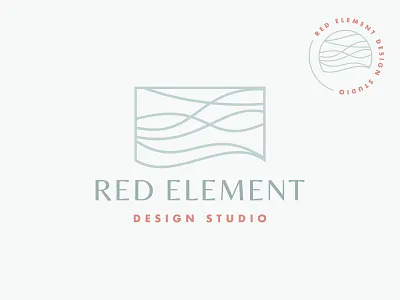 Red Element Full Logo branding coastal interior design logo waves