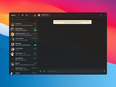 WhatsApp Desktop Retouch Dark dailyui dark mode dark ui redesign refine retouch ui