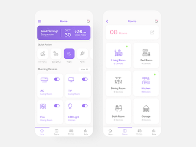 Smart Home App - Home and Room Screens - Part 3 app design dailyui home screen internet of things iot iot app iphone app iphone x iphone11 iphone11pro minimal mobile ui smart device smart home smarthome ui design