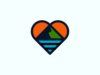 Love+Travel concept (For Sale) adventure branding for sale unused buy heart hill icon illustration like logo logodesigns logotipo love mountain river stream travel