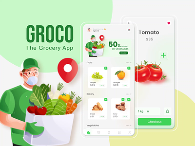 Groco - The Grocery App app app design app development food grocery grocery app mobile app development on demand app uiux