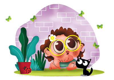 TUTU with Cute Baby Boy art artist baby cat children children book illustration childrens book colombo creative cute illustration design drawing dribbble flat illustration graphics illustration illustrator kids art kids book srilanka