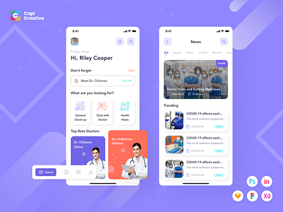 MyHeal - Telemedicine App UI Kit app creative design figma health health app healthcare ios mobile ui kit