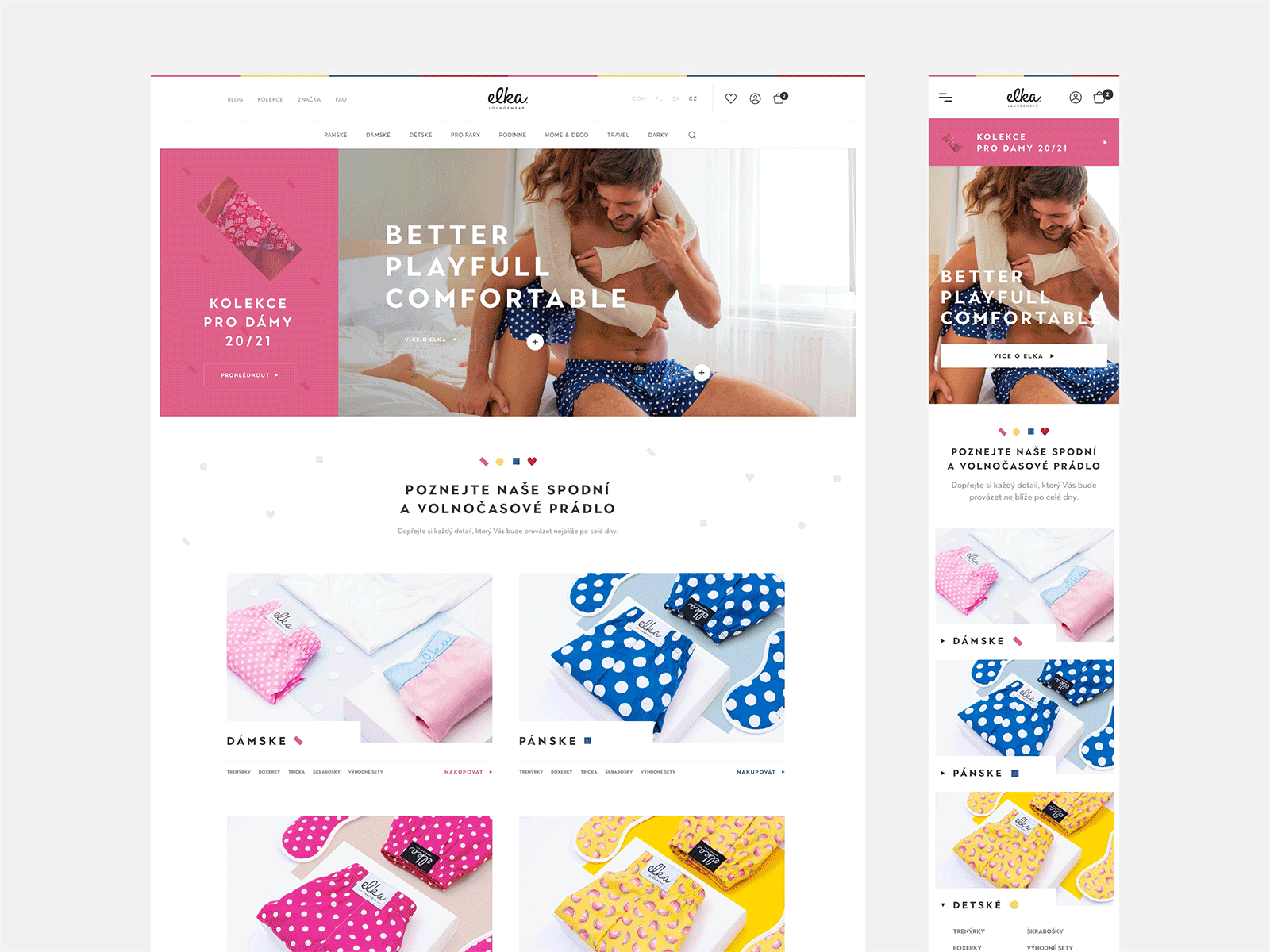 Elka Underwear clean clothes colorful czech ecommerce eshop fashion header homepage landing minimal store ui ux web webdesign website