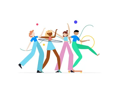 Backyard fun abstract activity company diversity friends fun hulahoop people skating team