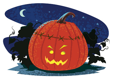 big pumpkin character design haloween illustration vector illustration