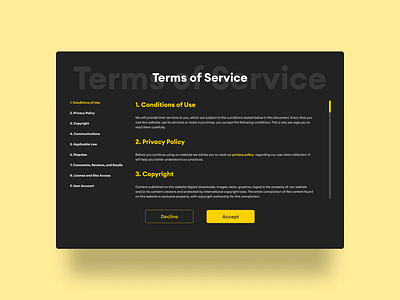 Terms of Service/089 089 89 black blackandyellow daily 100 challenge dailyui 089 dailyuichallenge designoftheday privacy policy terms and conditions terms of service uidesign website design yellow