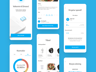 Screens for service app app app design data graphs iceland jökulá service simple síminn telecommunication ui uiux ux web design