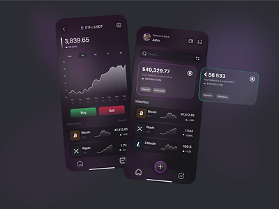 Mobile App Design | Cryptocurrency bitcoin concept crypto crypto currency dark design ethereum finance fintech gradient mobile app modern nft trendy uiux website