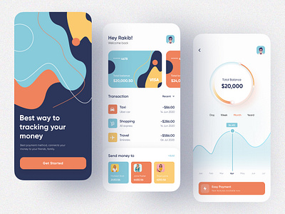 Wallet App Design 2020 trend 3d ilustration app design banking banking app clean colorful finance finance app financial ios app design mobile banking money transfer online banking rakib ui ux visual design wallet wallet app