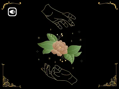Hand Hold Floral alchemy geometry illustration luxury graphic elements spiritual art