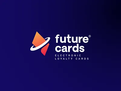 FutureCards blue branding card cards design flat future logo logotype orange planet symbol universe
