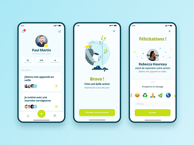 Wake App app cards ui clean dashboard design emoji icons illustration interface mobile mobile design mobile designer navbar popin profile topbar ui ui design ux ux design