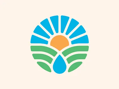 Spring Water Logo branding design drop drops earth farm field flat icon land logo natural sky spring spring water sun sunny vector water