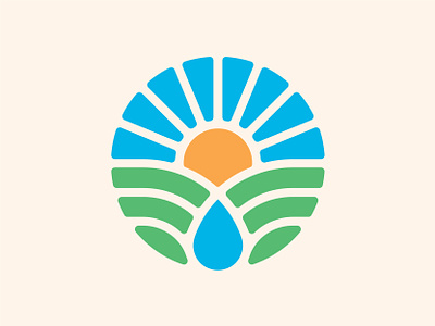 Spring Water Logo branding design drop drops earth farm field flat icon land logo natural sky spring spring water sun sunny vector water
