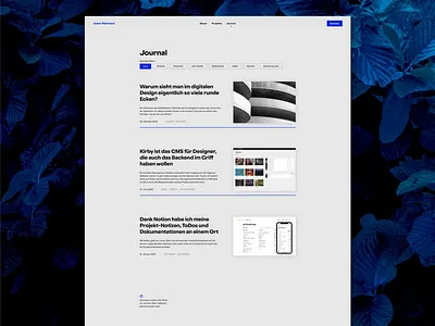 Journal Webdesign 2020 blog blog design blue clear design frontend grey journal kirby layout magazine minimalism portfolio tags webdesign