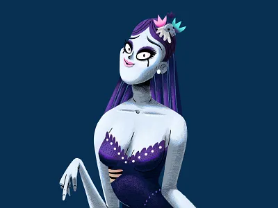 Corpse Bride brushstrokes character characterdesign corpse bride dead drawing flowers graphic halloween illustration makeup scary skull texture