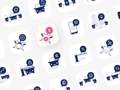 Zenpark icons art direction digital icon design icon set icons illustration web agency webdesig