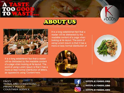 k foods website 2 about us page jpeg design graphic design illustration photoshop social media images ui design uiux