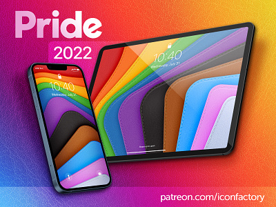Pride 2022 Wallpaper colorful gay iconfactory ios ipad iphone leather lesbian lgbtq neoprene patreon pride pride month rainbow texture wallpaper