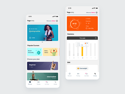 Yoga app clean design interface minimal mobile app mobile ui ui ux vector yoga